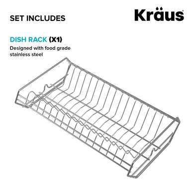 Kraus 15-7/8 to 18-7/8 Inch Multipurpose Kitchen Sink Large Drying Rack,  Sponge Holder, Sink Caddy with Towel Bar, Stainless Steel KCD-2