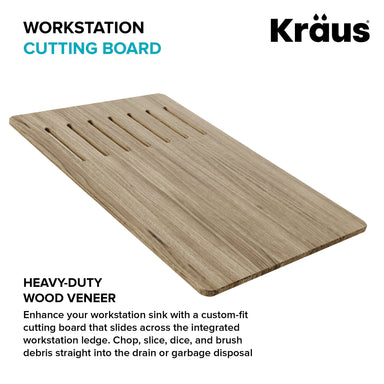 Kraus KCB-WS104BB Workstation Kitchen Sink 16 Solid Bamboo Cutting Board  in Bamboo