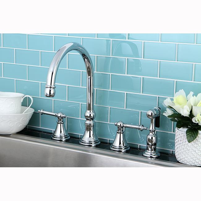 Kingston Brass Tuscany 8 Deck Mount Kitchen Faucet With Brass Sprayer