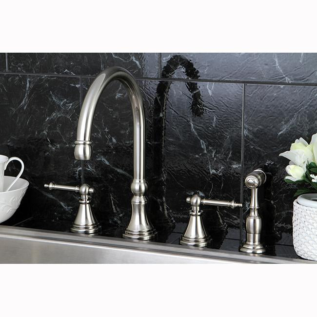 Kingston Brass Tuscany 8 Deck Mount Kitchen Faucet With Brass Sprayer