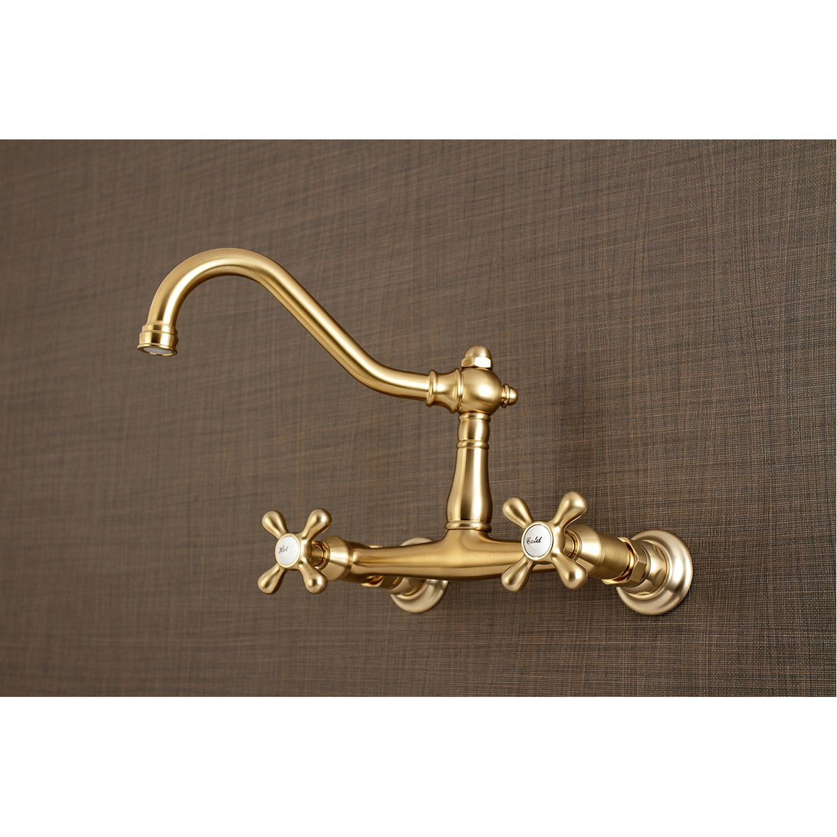 メール便対応！ Kingston Brass KS1218TAL Tudor Center Set Wall Mount Vessel Sink  Faucet, 8-Inch, Brushed Nickel 並行輸入品