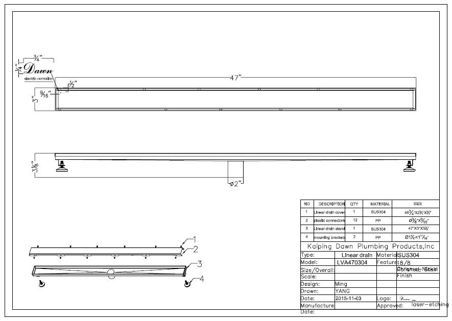 shower drain size