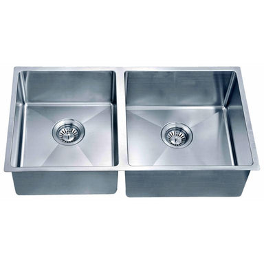 Extra Large 44 Equal Double Bowl Kitchen Sink with Small Radius Corners