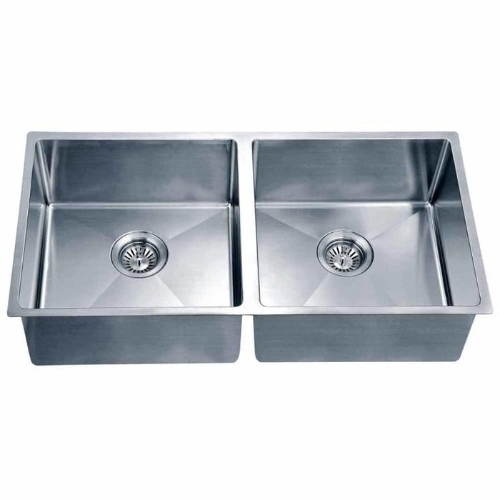 Dawn 35 Equal Double Bowl Undermount Kitchen Sink With Small Radius Corners