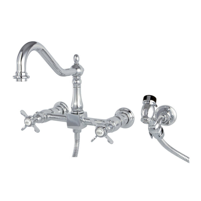 Kingston Brass Essex 8 Inch Centerset Wall Mount Kitchen Faucet With B