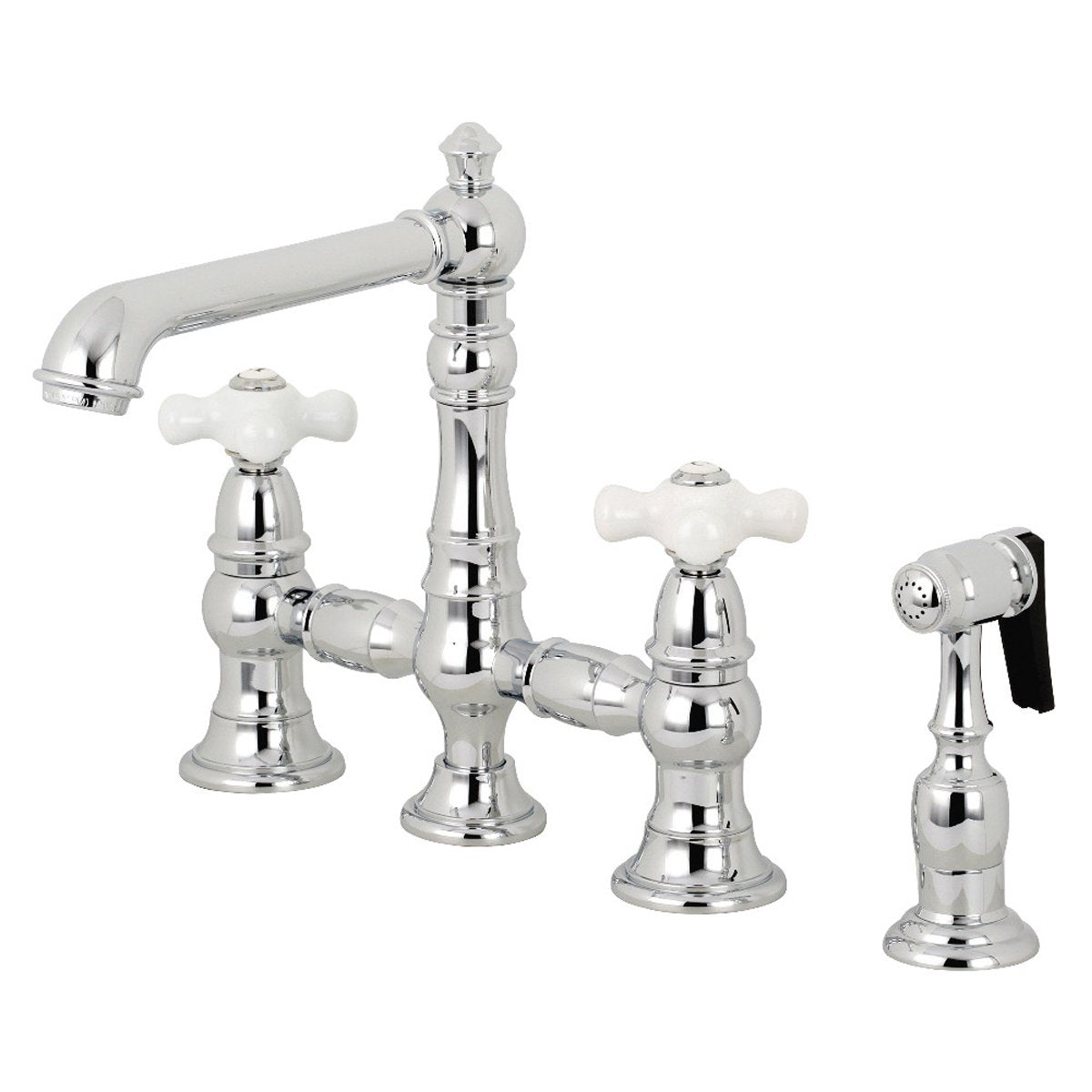 Kingston Brass English Country 8 Bridge 4 Hole Kitchen Faucet With Sp