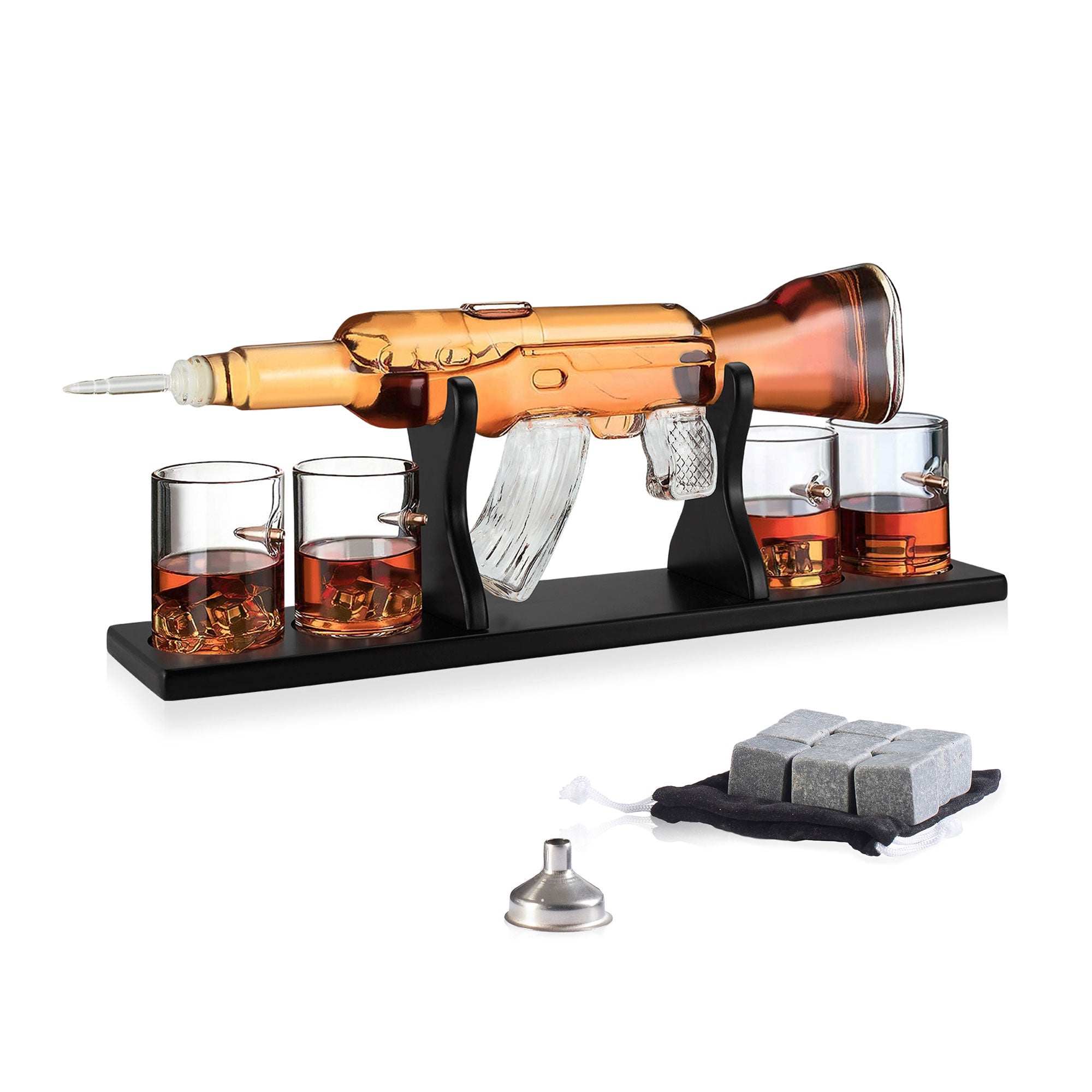 glass rifle decanter