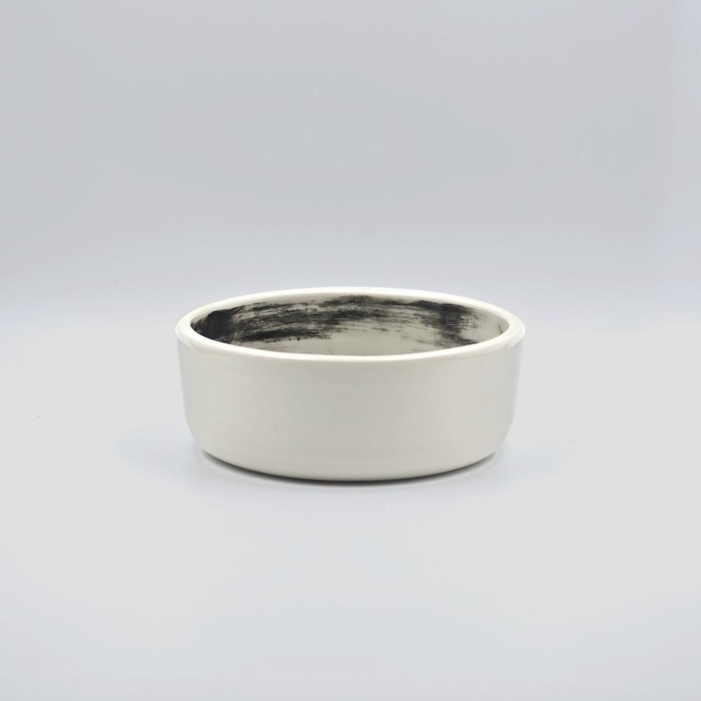 black ceramic dog bowl