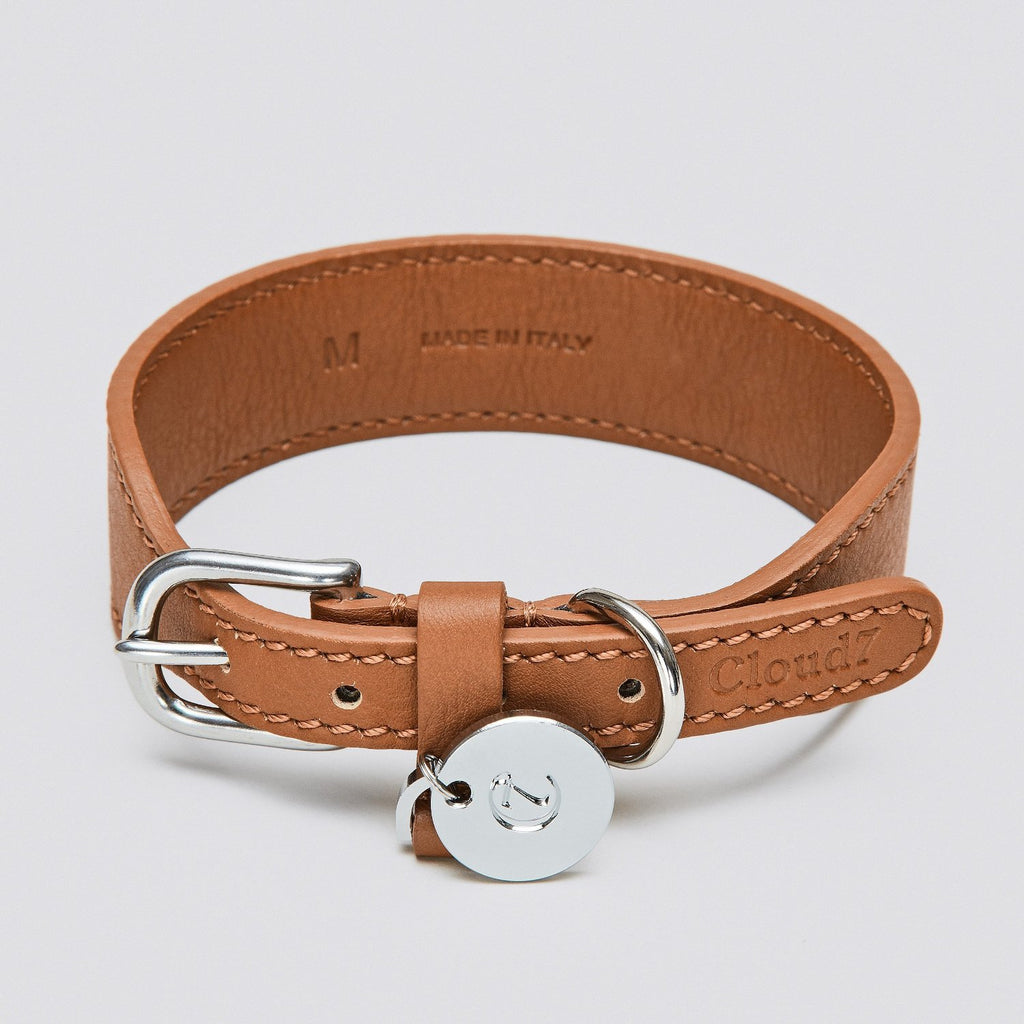 Cloud7 Central Park Camel Leather Dog Collar