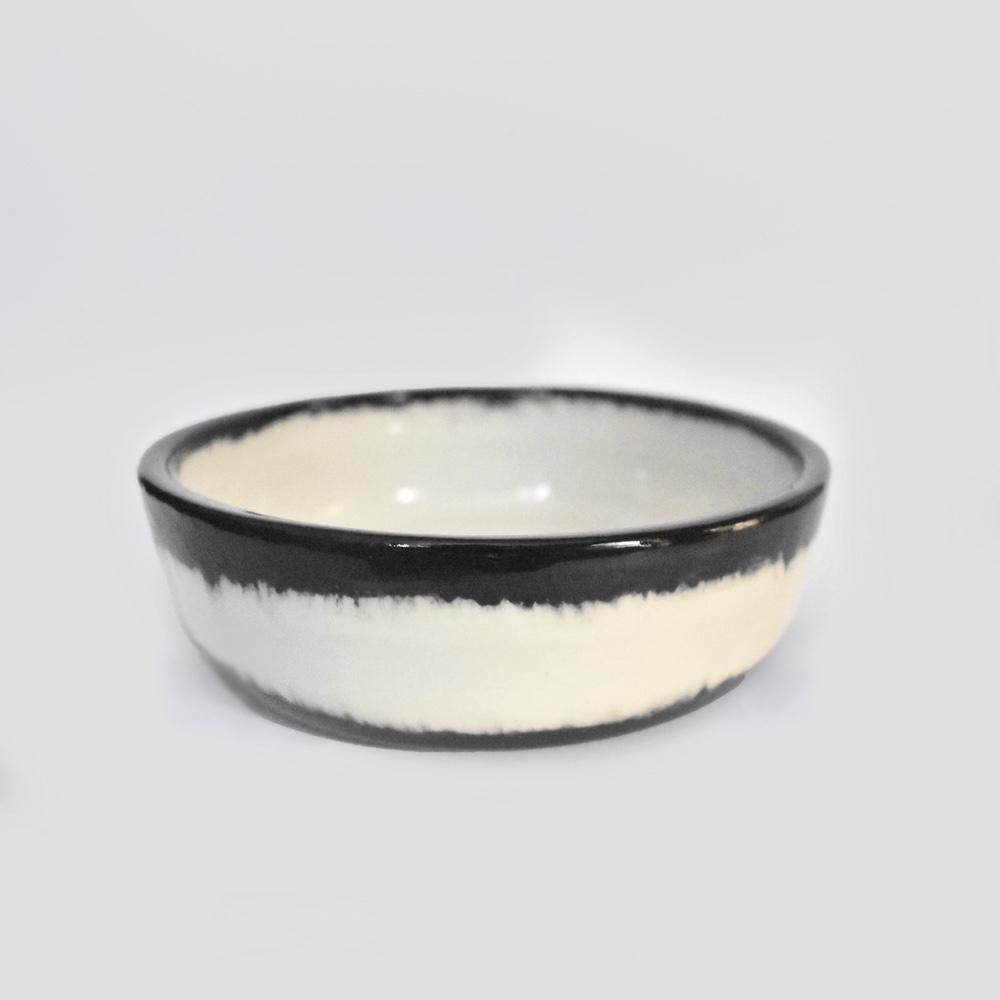 btw Ceramics Black Dot Ceramic Dog Bowl