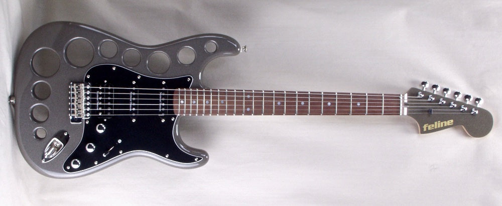 Russ Ballard inspired holey guitar made by feline Guitars