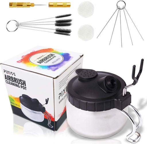 Airbrush Cleaning Kit Clean Pot Jar with Holder and Cleaning