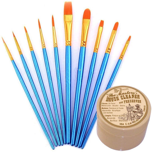 General Pencil Masters Brush Cleaner & Preserver and Pixiss Small Paint  Miniature Brushes Fine Tip 6pc