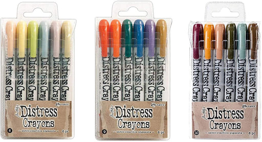 Tim Holtz Distress Crayons Set 11 and Set 12 - Includes Six New Distress Colors from 2020-2021