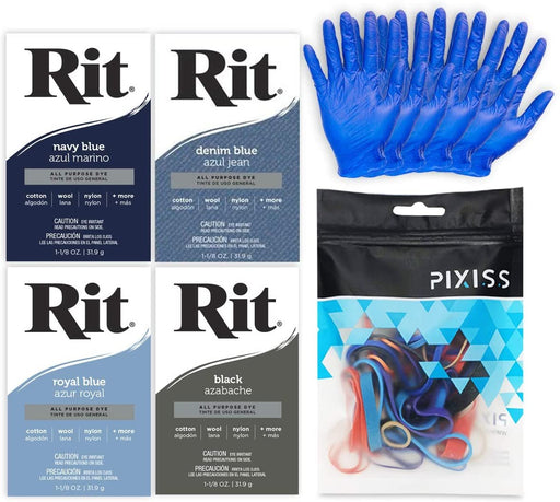 Rit Dye Liquid Black All-Purpose Dye 8oz, Pixiss Tie Dye Accessories Bundle  with Rubber Bands, Gloves, Funnel and Squeeze Bottle 