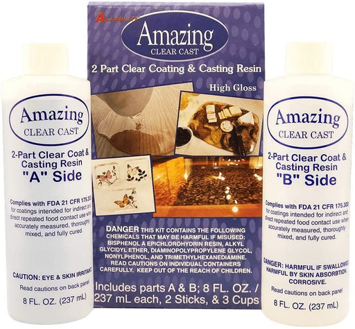  Alumilite Amazing Clear Cast Plus [16 oz A+16 oz B(32 ounces) 2  Part Kit] UV Resistant Plastic Coating & Casting Epoxy Resin for  Countertops, Cups, Tumblers & Crafts