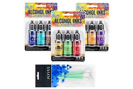 Ranger Tim Holtz Alcohol Pearls Complete Set Bundle (All 12 Colors),  2-Ounce Ranger Alcohol Ink Blending Solution 10x Pixiss Alcohol Ink  Blending