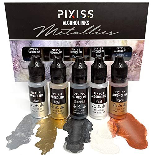 Pixiss Geen Alcohol Inks Set, 5 Shades of Highly Saturated Green Alcohol  Ink, for Resin Petri Dishes, Alcohol Ink Paper, Tumblers, Coasters, Resin  Dye