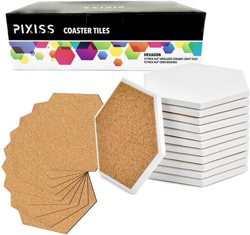 Pixiss Ceramic Square Coasters with Cork Backing; 100 coasters — Grand  River Art Supply