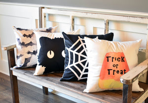 Black with White Spider Web-Pillow Cover