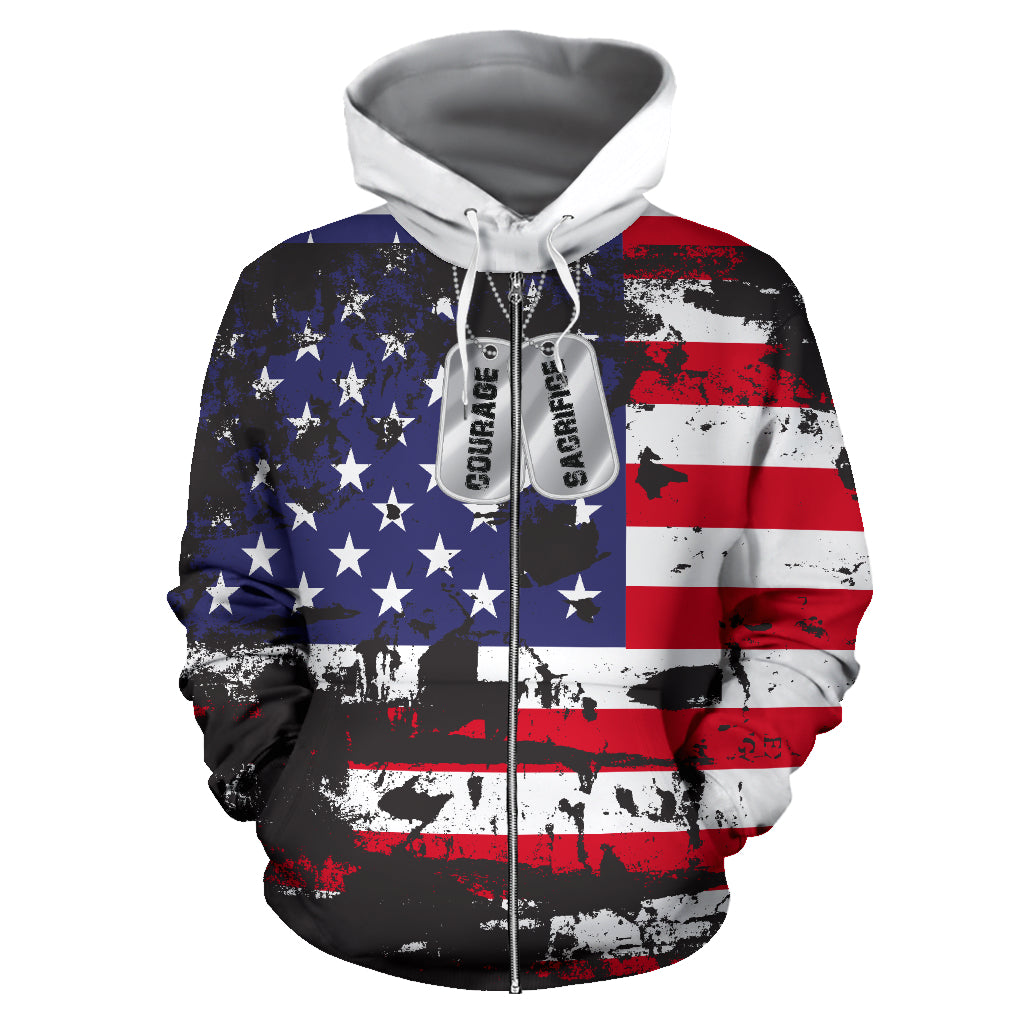 American Flag Zip Hoodie - Towlivesmatter