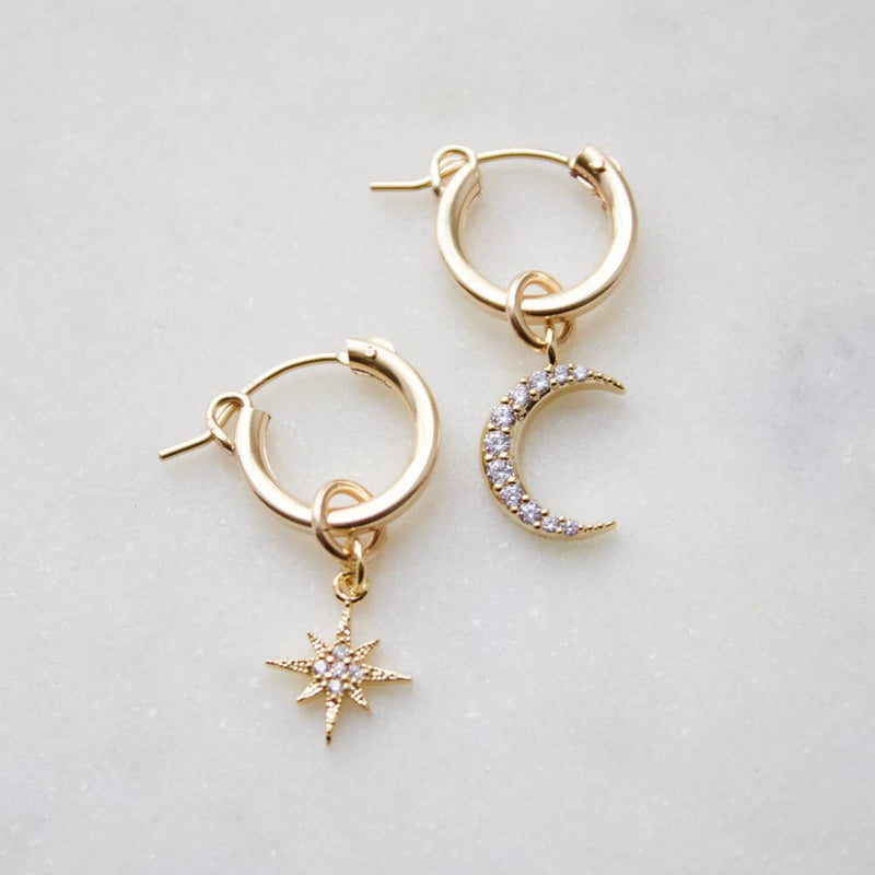 Moon + Star Drop Earrings