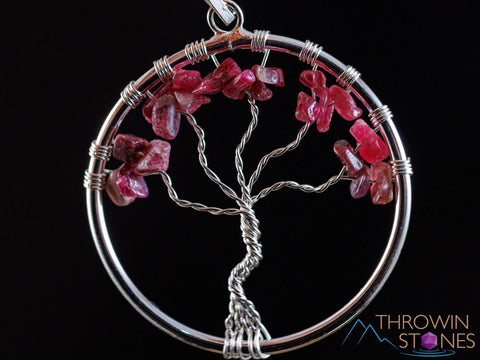 Pink Tourmaline Tree of Life Pendant