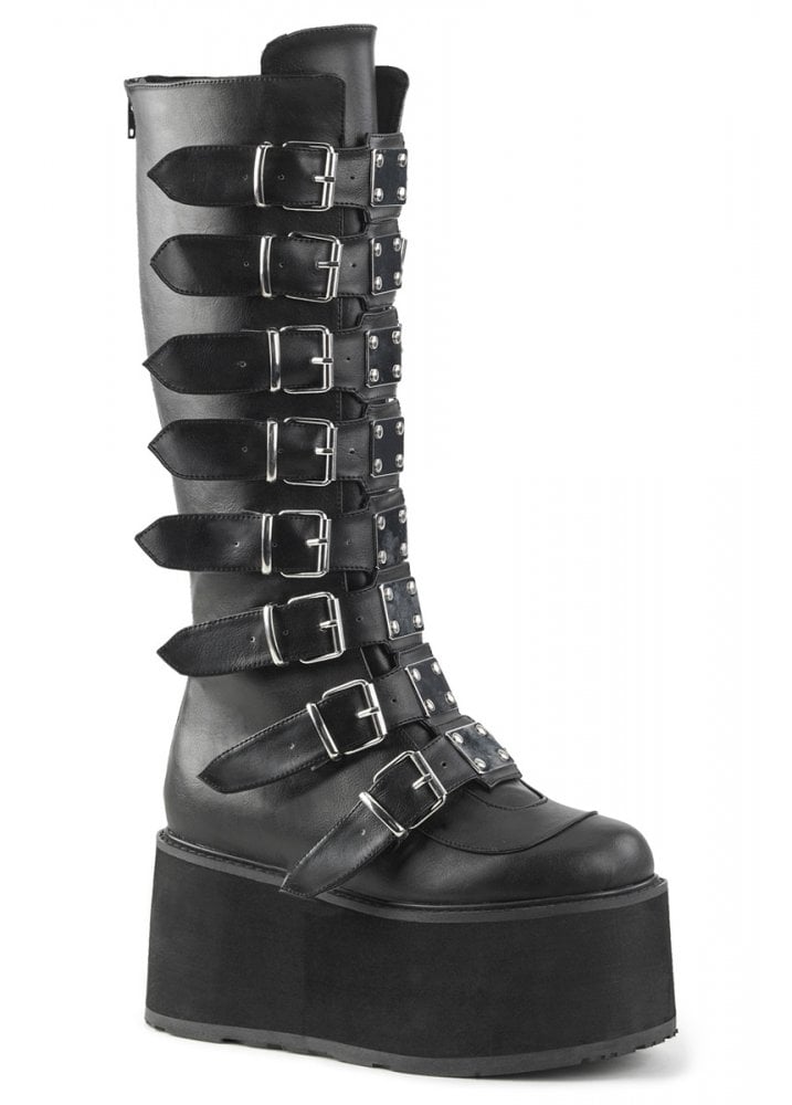 Demonia Damned 318 Boots Black Vegan Leather Goth Mall