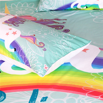 Dropship Unicorn Rainbow Bedding Set Animal Cartoon Duvet Cover