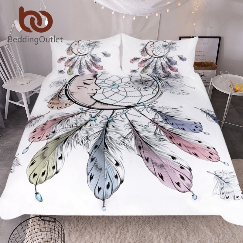 Dropshipful Moon Dreamcatcher Bedding Set Queen Size Feathers