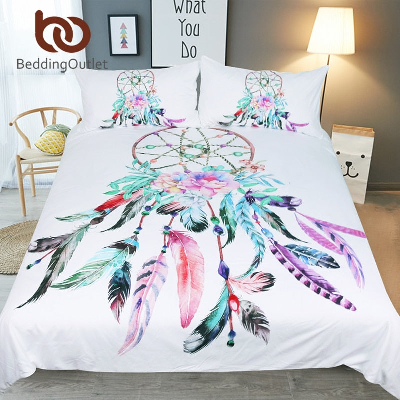 Dropshipful Dreamcatcher Bedding Set Queen Beautiful Feathers
