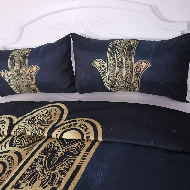 Dropshipful Hamsa Hand Duvet Cover With Pillowcase Black Dark Blue