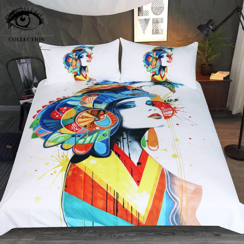 Aztec By Pixie Cold Art Bedding Set For Adults Watercolor Duvet