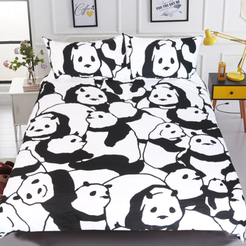 Dropship Cartoon Chinese Panda Bedding Set For Kids Animal Printed