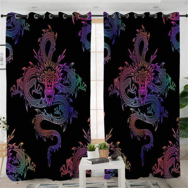 Dropshipful Dragon Totem Living Room Curtains Chinese Myths Colorful Curtain For Bedroom Window Treatment Drapes Home Decor