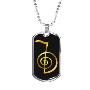 Dog Tag Pendant with Military Ball Chain - Reiki Cho Ku Rei 