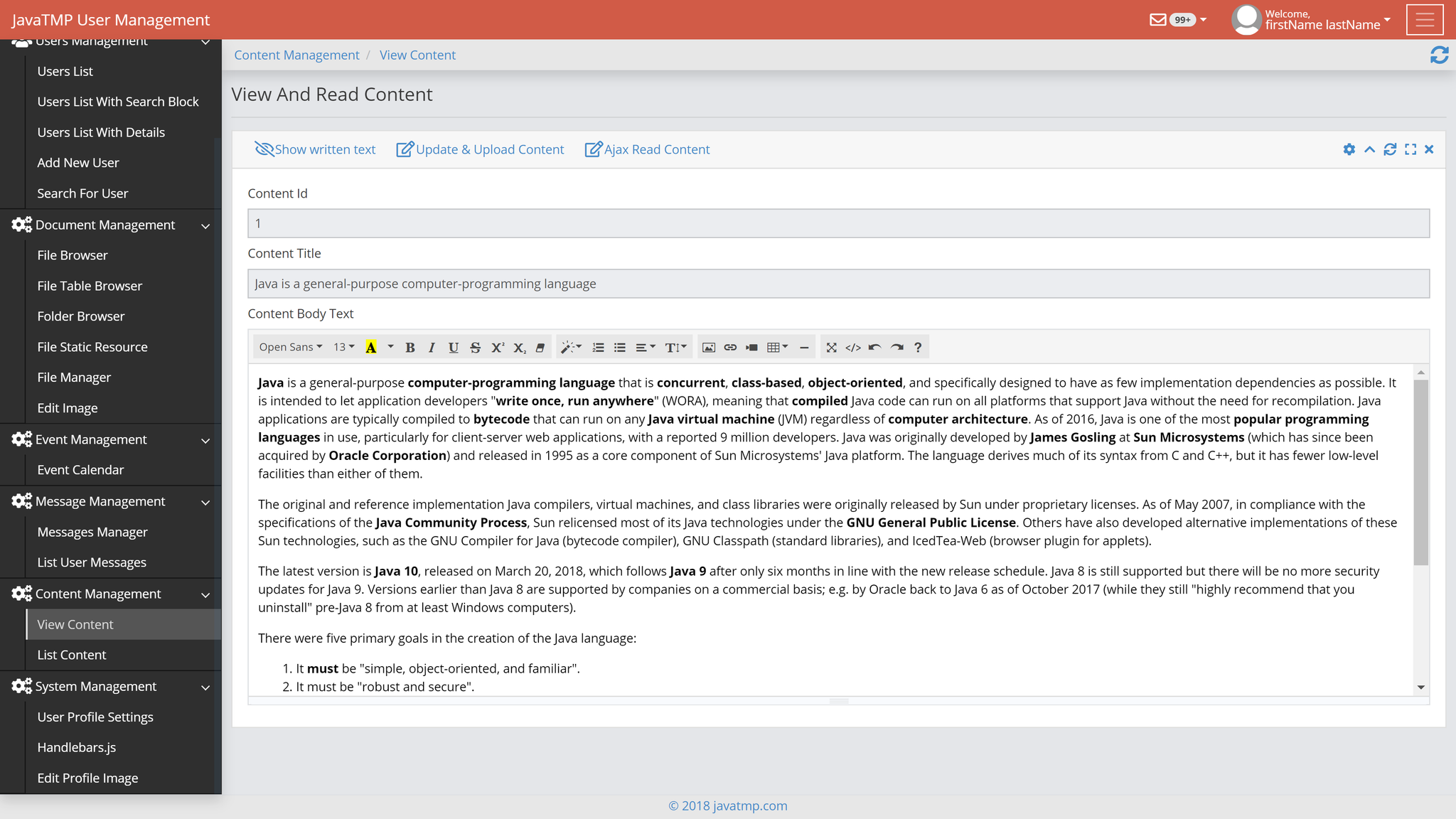 JavaTMP Bootstrap Admin And Dashboard Template