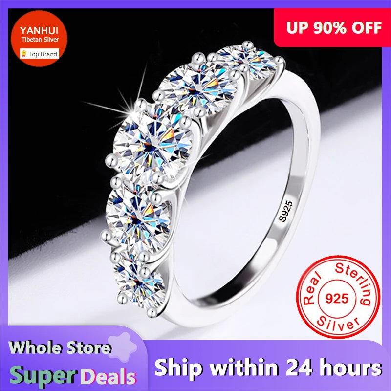 100% Original 925 Sterling Silver Rings Luxury 3.6ct Diamond Moissanite Rings for Women Proposal Wedding Band Gift Jewelry