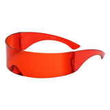 Maxbell  One Piece Shield Wrap Mirror Sunglasses Futuristic Glasses Prop Red