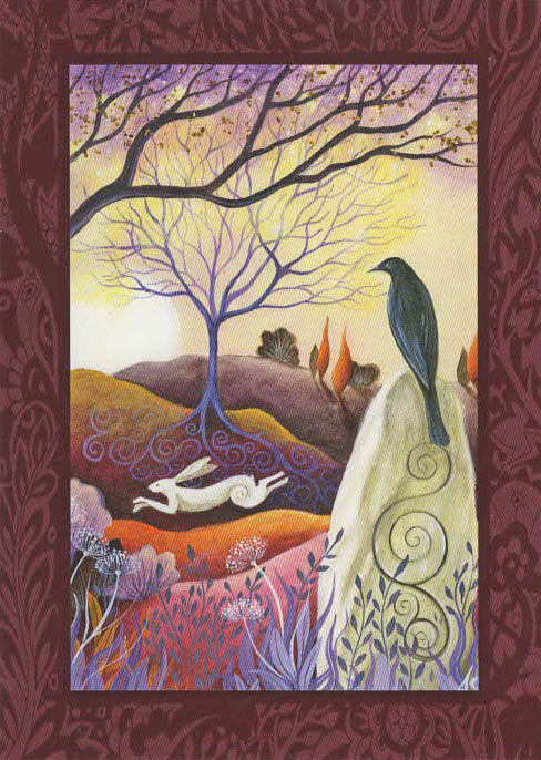 PAGAN WICCAN GREETING CARD Hare & Crow GODDESS AMANDA CLARK