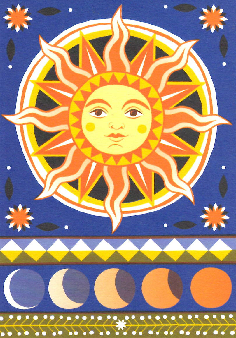 GREETING CARD Sunbeam BIRTHDAY MOON PHASES LITHO PRINT PRINTER JOHNSON ...