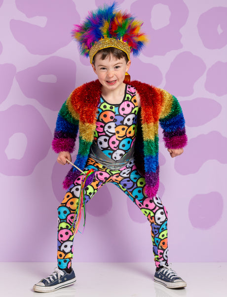 Boys Rave UV-Strampler und Regenbogen-Kopfschmuck