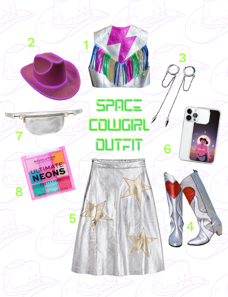 Stling board for Space cowgirl festival outfit trend for 2024