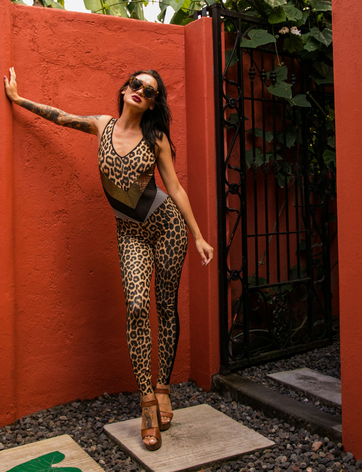 leopard skin tight jumpsuit