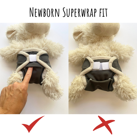 Correct fit of the newborn superwrap cloth nappy cover