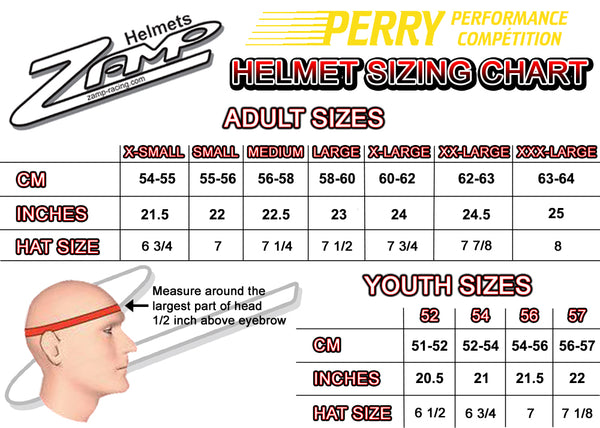 Zamp helmet size chart