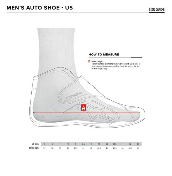 Apinestars Shoe Sizing Chart