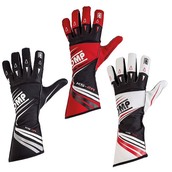 OMP One S Race Gloves-White/Black/Red-L