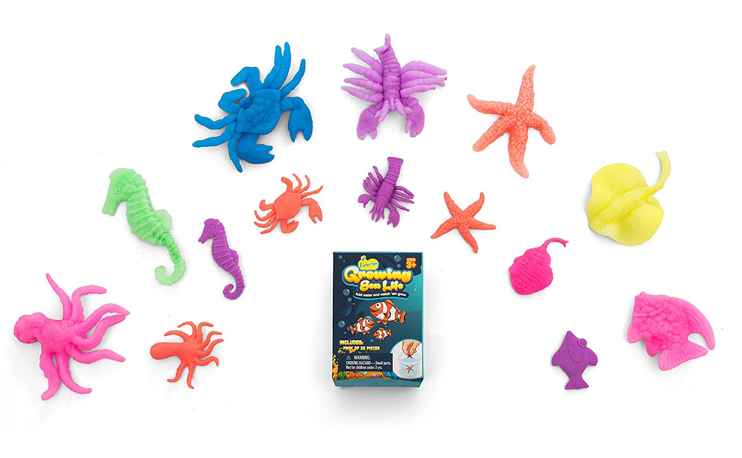Water Growing Sea Creatures Animals - 32 Pack | Funky Toys | Funky Toys Co