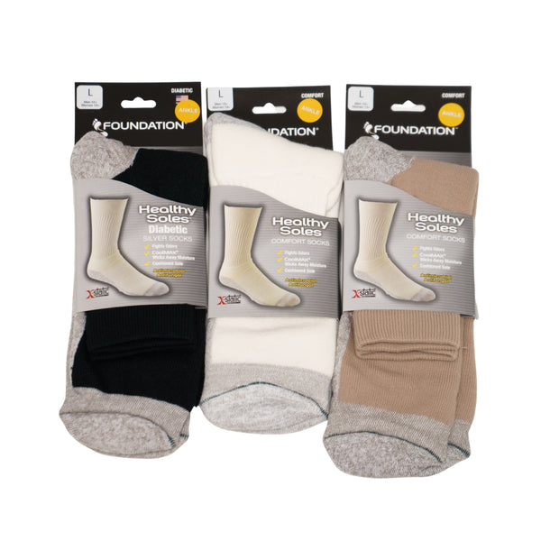 Foundation Healthy Sole Ankle Socks in all three colors